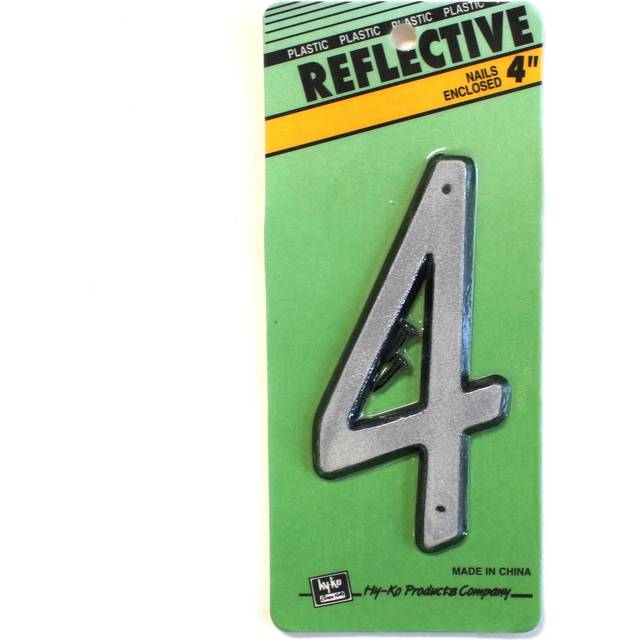 HY-KO Products 30604 Plastic House Number 4 (Four)  4 in  Reflective