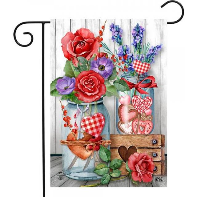 "Briarwood Lane Love Filled Mason Jars Valentine's Day Garden Flag 12.5"""""""" x 18"""""""""