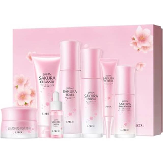 Laikou japan sakura skincare set, luxury facial kit for women teenage girls,