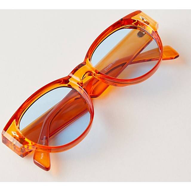 Naya Round Sunglasses in Champagne With Blue Lens