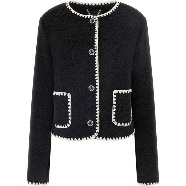 Guess Twill Jacket With Contrast Stitching - Black - XL