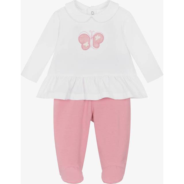 Mayoral Newborn Girls White & Pink Cotton 2 Piece Babygrow - 2-4 month
