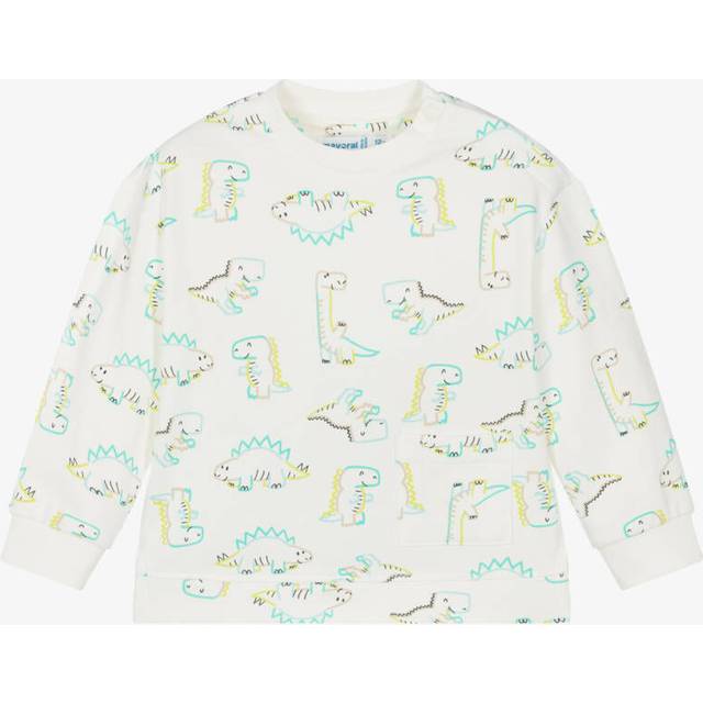 Mayoral Boys Ivory Long Sleeve Dinosaur T-Shirt - 9 month