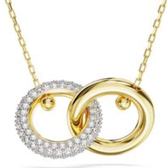 Swarovski Dextera Gold Tone Plated White Crystal Interlocking Loop Necklace