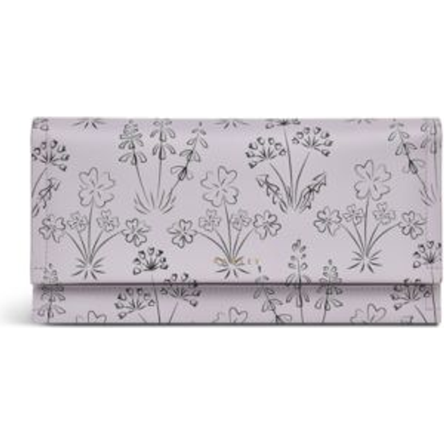 Radley Wild Flowers Leather Large Flapover Purse, Thistle