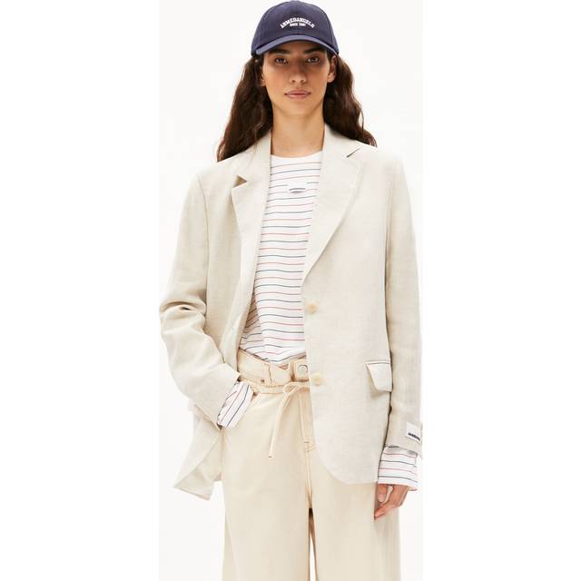 Women's blazer ARMEDANGELS Paulimaa Pure Lino - Blanc