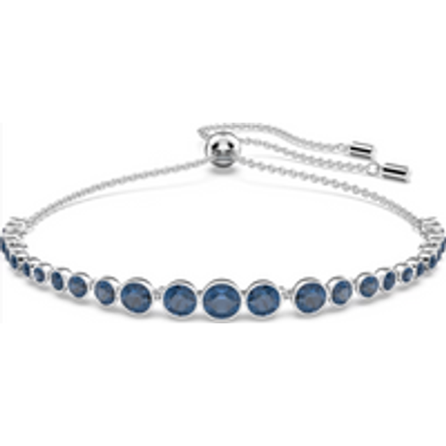 Swarovski Emily Rhodium Plated Round Blue Crystal Bracelet - Silver