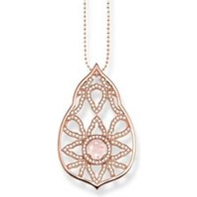Thomas Sabo Glam And Soul Rose Gold Rose Quartz Zirconia Necklace D - Silver