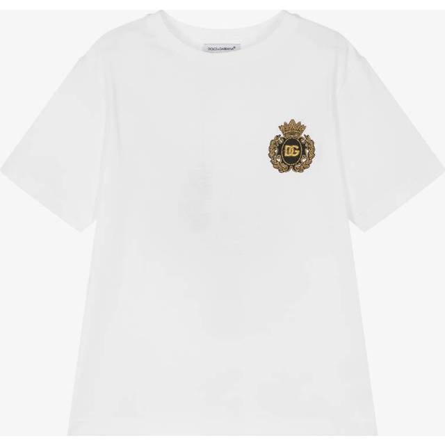 Dolce & Gabbana Boys White Crest Logo Cotton T-Shirt - 5 year