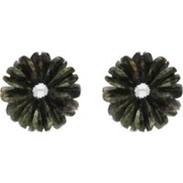 Sterling Silver Preseli Blue Stone Tuberose 10mm Stud Earrings - Silver