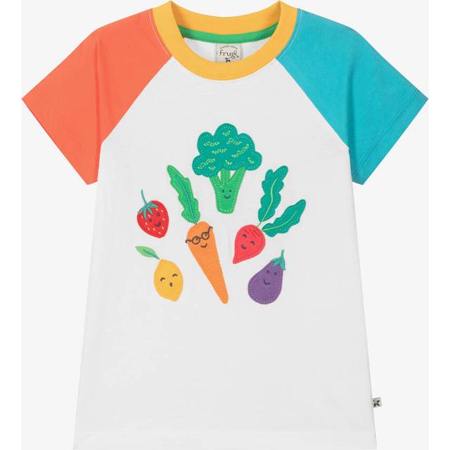 Frugi Boys White Cotton Vegetable T-Shirt - 6-9 month