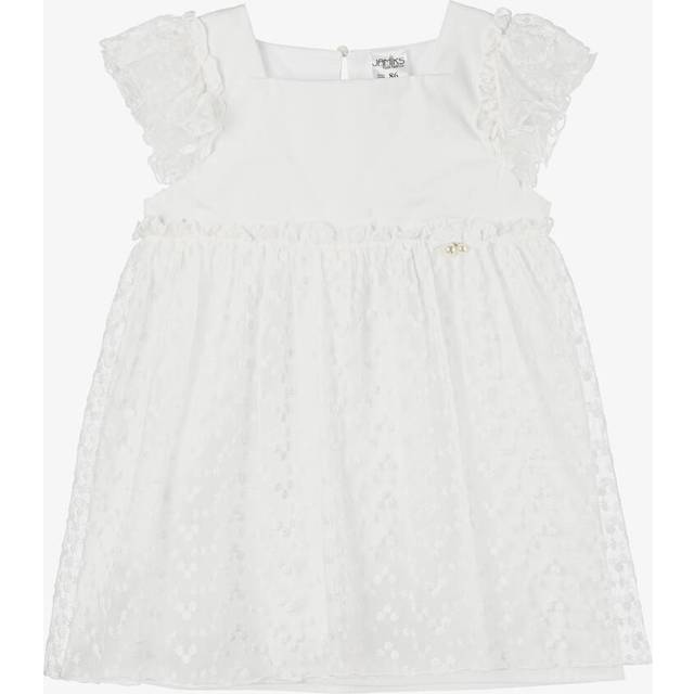 Jamiks Baby Girls White Cotton Floral Lace Dress - 12-18 month