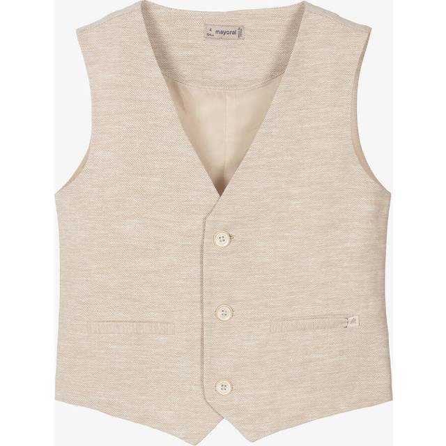 Mayoral Boys Beige Cotton & Linen Waistcoat - 3 year