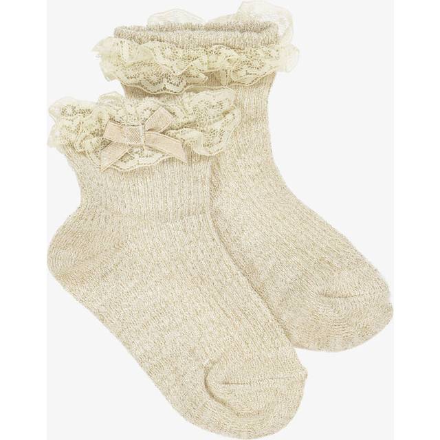 Mayoral Newborn Baby Girls Gold Lace Ruffle Socks - 6 month