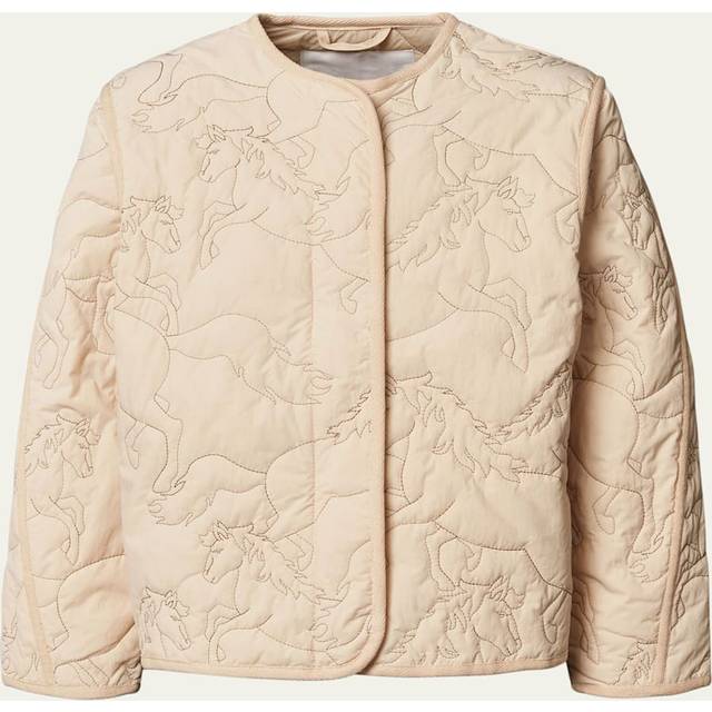Molo Girls Beige Quilted Horses Jacket - 6 year