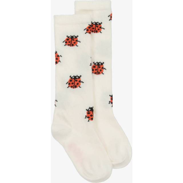 MINI RODINI Ladybugs Knee-High Socks |Vit |32/35