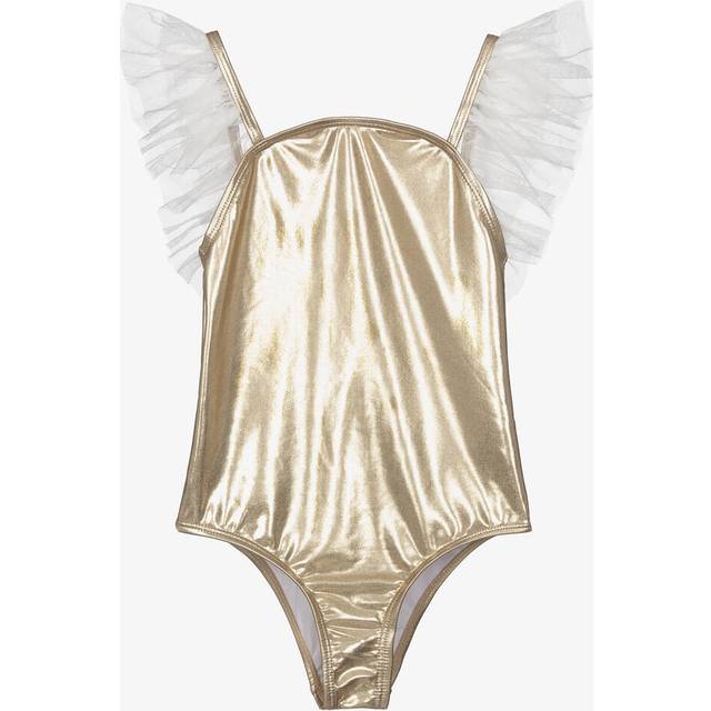 Billieblush Girls Metallic Gold & Tulle Swimsuit - 12 year