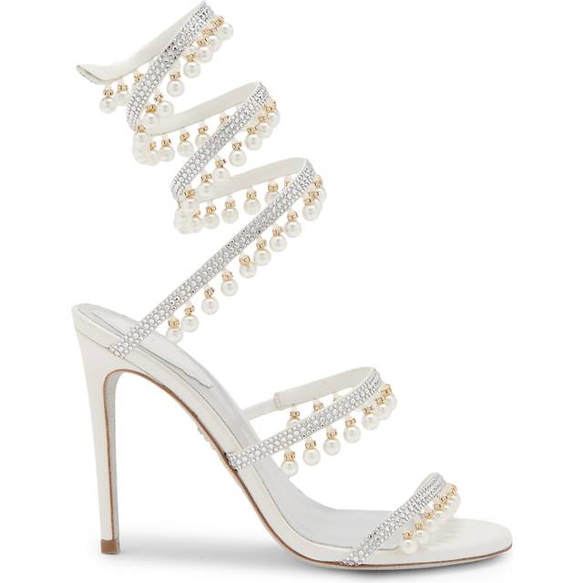 Rene Caovilla 105 embellished satin sandals - white (UK 1)