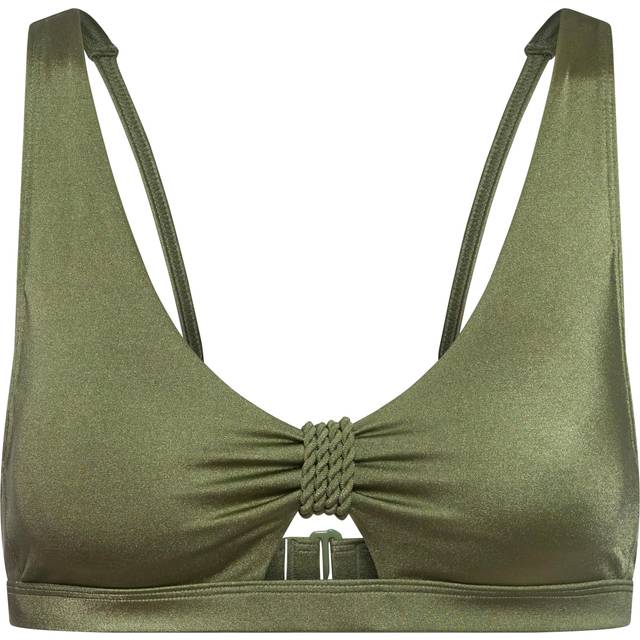 Roxy - Women's Brilho Bralette Triangle - Bikini top size L, olive/green