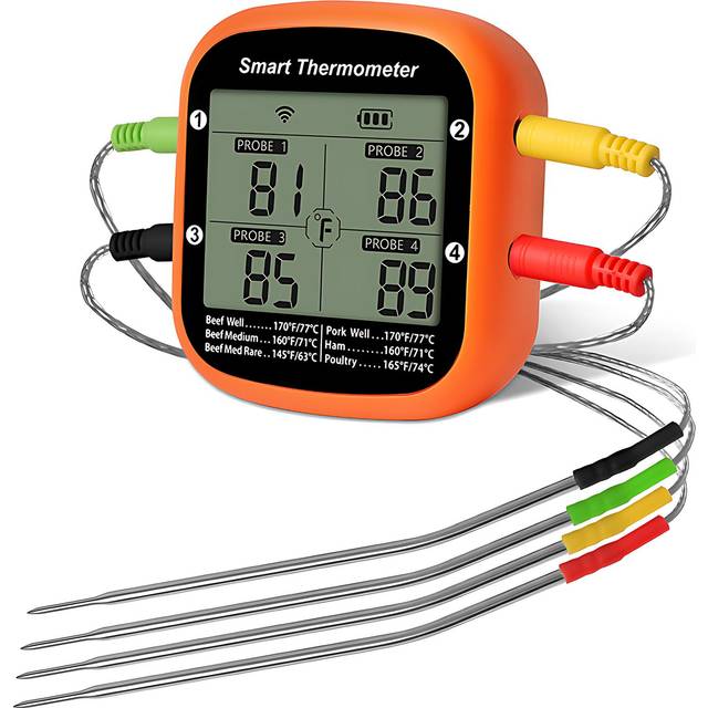 Smart Meat Thermometer Digital Wireless with Dual Probes  Instant Read Food Thermometer APP Control 4 Probes