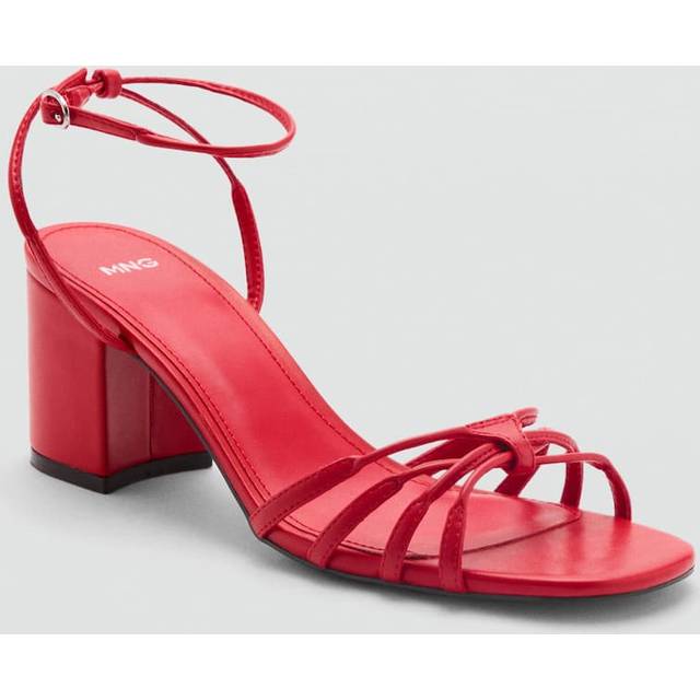 Mango Luna Strappy Block Heeled Sandals, Red