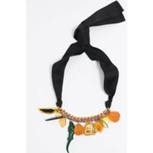 Chain and multicolor cord jungle charms necklace - GREEN - UN