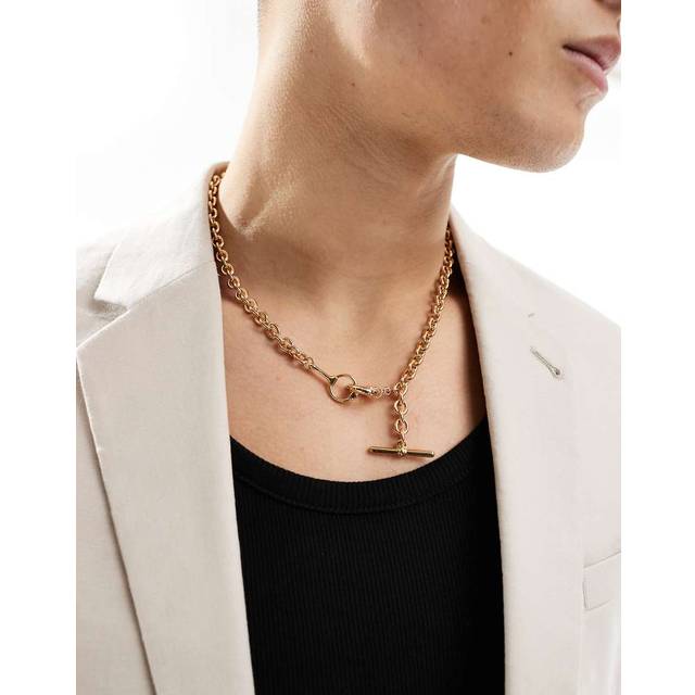 ASOS DESIGN – Guldfärgat kedjehalsband med T-stav
