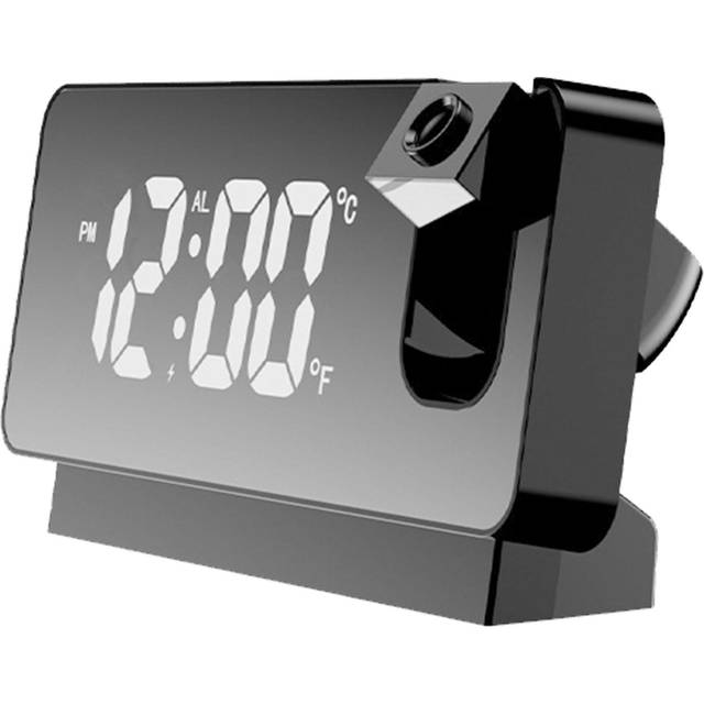 Projection Alarm Clock 360 Degree Flexible Adjust Creative LED Mirror Digital Clock with black