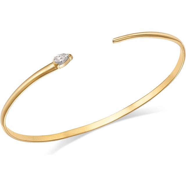 Moon & Meadow 14K Yellow Gold Pear Cut Diamond Tapered Open Cuff Bracelet, 0.18 ct. t. w.