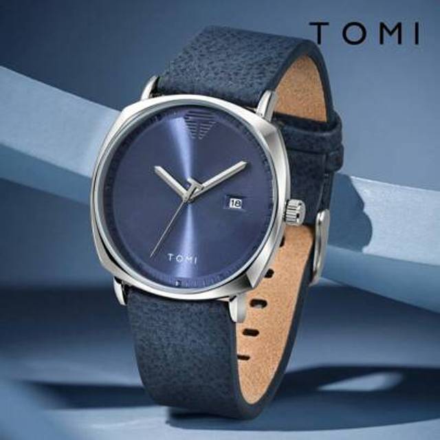 TOMI TOMI 1 Piece Youth & Young Adult Fashion Simple Zinc Alloy Compact Vintage Rivet Dial Calendar Leather Strap Watch, Elegant Design