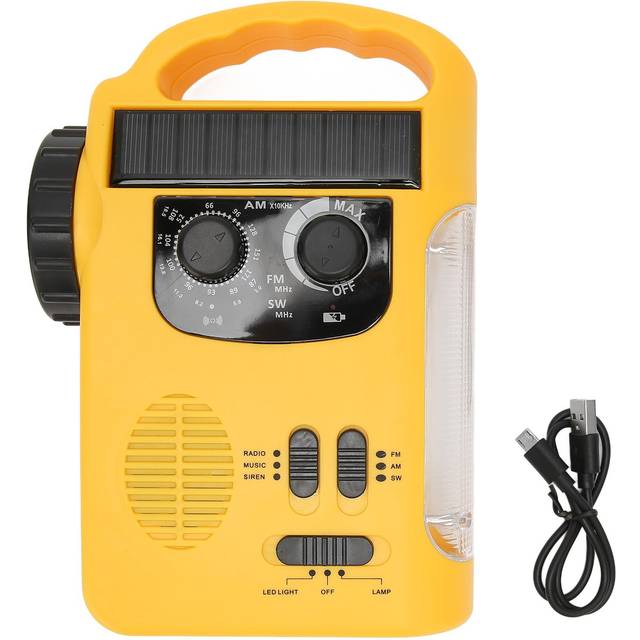 Hand Crank Solar Radio AM FM SW Emergency Radio with LED Flashlight Reading Light MP3 Player for yellow