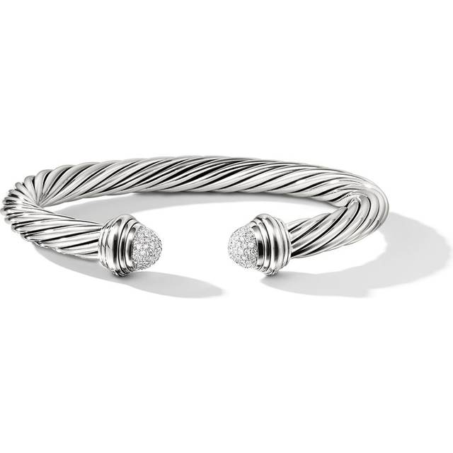 David Yurman - sterling silver Classic Cable diamond bracelet (7mm) - women - Sterling Silver/Diamond - L