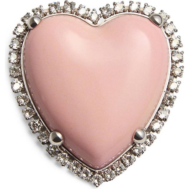 Valentino Garavani Coeur Hyperbole Brooch In Metal, Resin And Swarovski® Crystals Woman PALLADIUM/PINK UNI