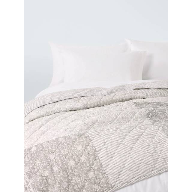 John Lewis Patchwork Quilted Cotton Bedspread, Natural