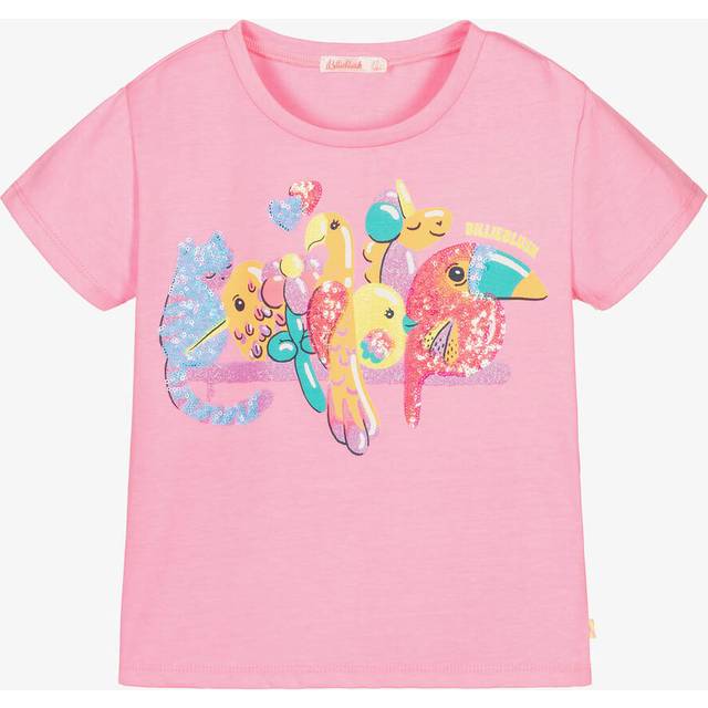 Billieblush for girl. U21058 T-shirt with pink sequin details (5años= 108cm), Casual, Polyester, Short sleeve, children's fashion