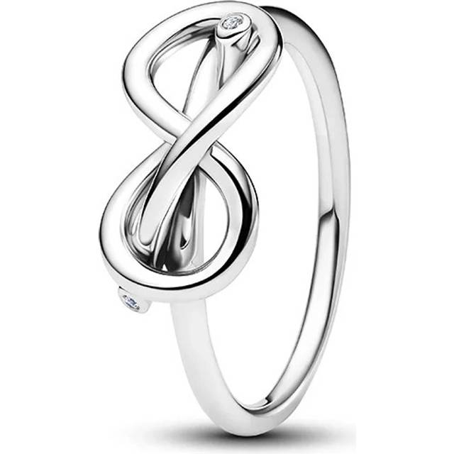 Pandora Infinity Knot Ring - Sterling silver / Cubic zirconia - Sz. 48 - Clear