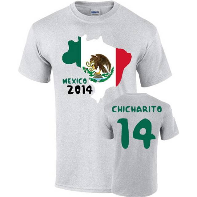 Mexico 2014 Country Flag T-shirt (chicharito 14) Men's Grey Polyester Made By: Gildan