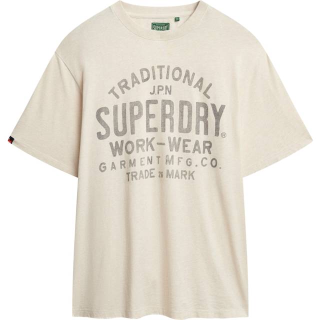 Superdry Machined Goods Workwear TEE Herr Kortärmade Stl. M - Från Magasin - Oat Cream Marl (M)
