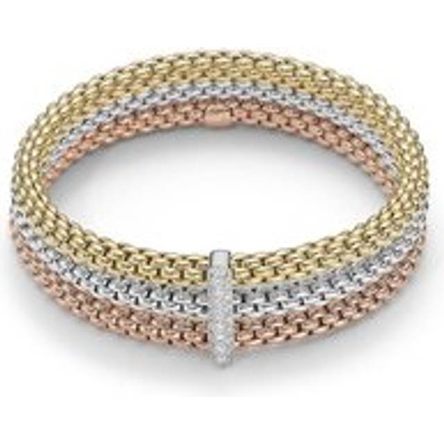 Fope Flex'it Solo 18ct Yellow White Rose Gold 0.34ct Diamond Bracelet - S