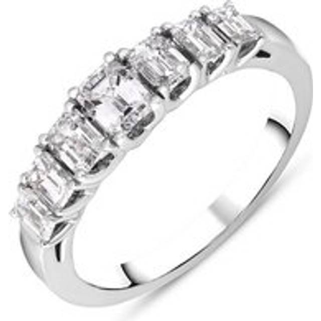 Platinum Diamond Emerald Cut Claw Set Half Eternity Ring