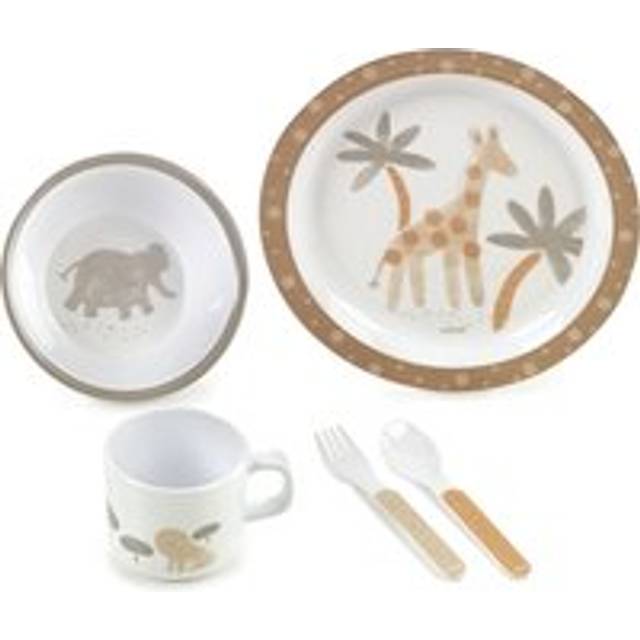 Jane 5-Piece Melamine Baby Crockery Set, Wild Animal