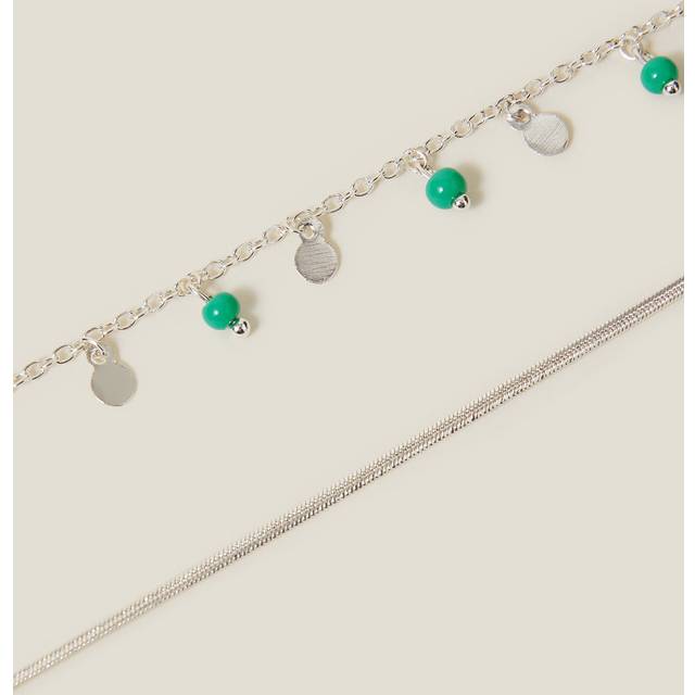 Green 2-Pack Charm Chain Anklets - Accessorize - One Size