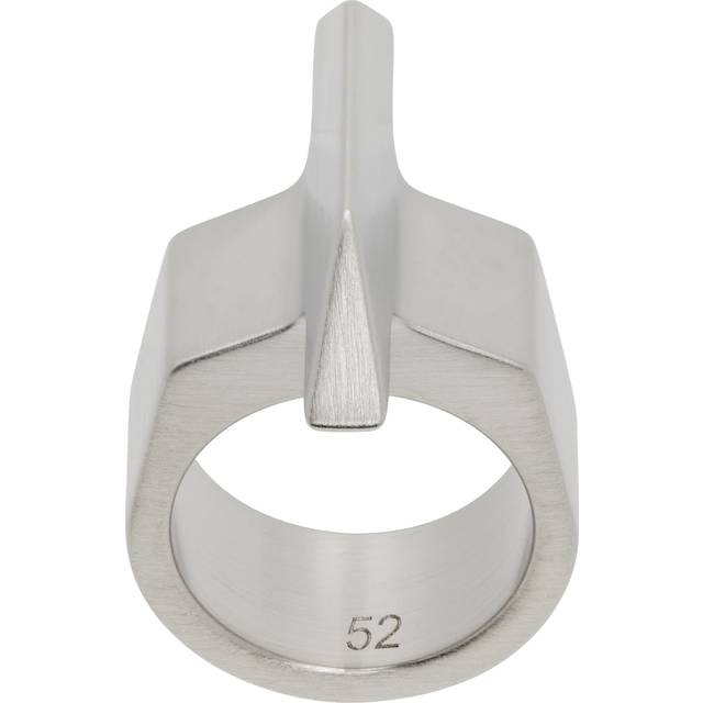 Rick Owens Silver Hollywood Trapezoid Ring - 128 PALLADIO - FR 56