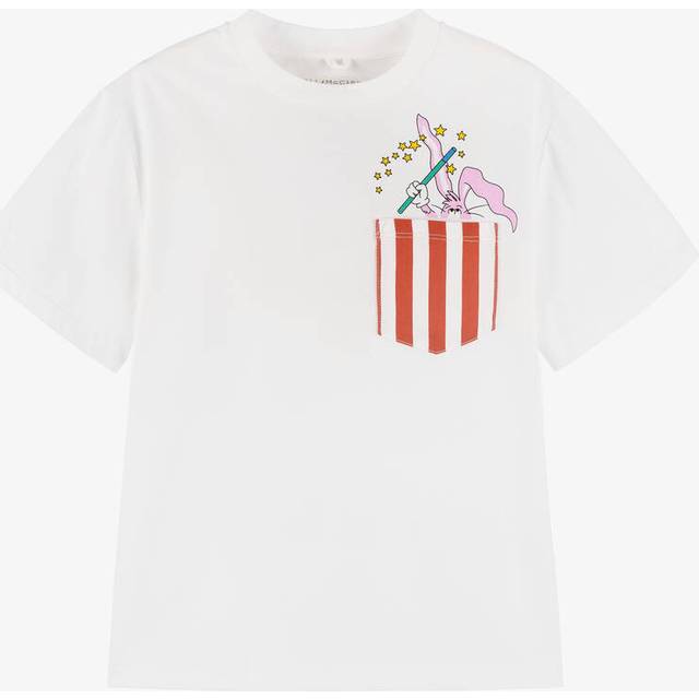 Stella McCartney Kids Kids' Cotton Jersey Hoppy Rabbit Pocket T-Shirt, White
