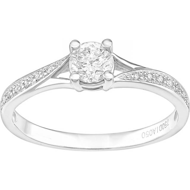 Diamant L'Eternel Womens 18ct White Gold Ring With 0.5ct Diamond - Size P