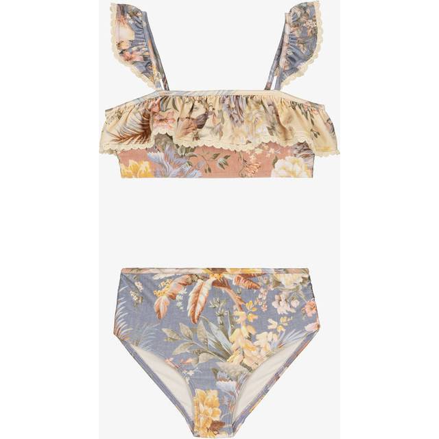Zimmermann Girls Blue Floral Ruffle Bikini - 6 year