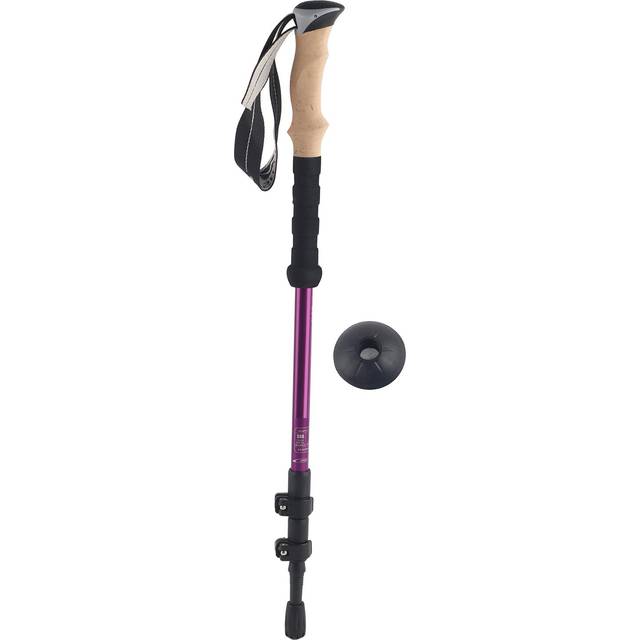 Hiking Poles Purple 6061 Aluminum Alloy Outer Lock Cork Extended Three Sections Straight Handle
