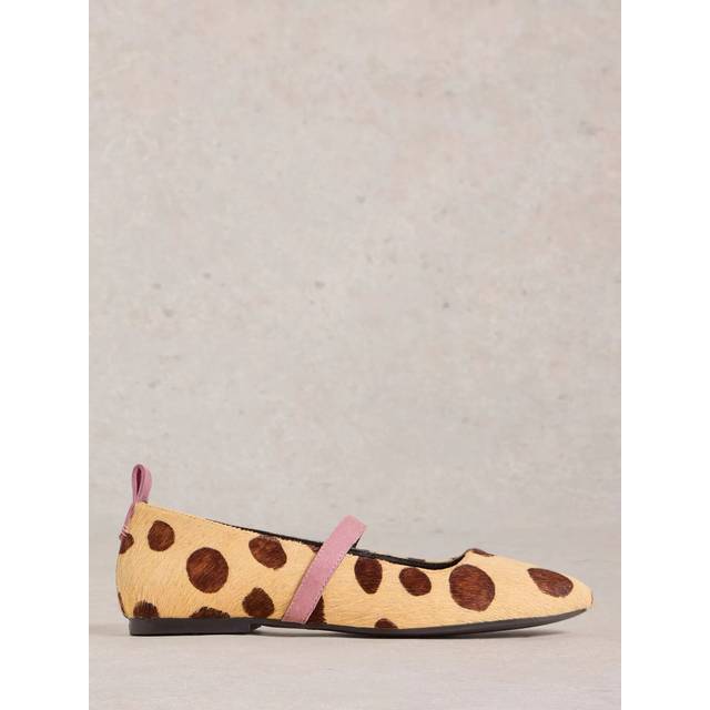 White Stuff Minnie Leather Ballerina Pumps, Straw/Brown