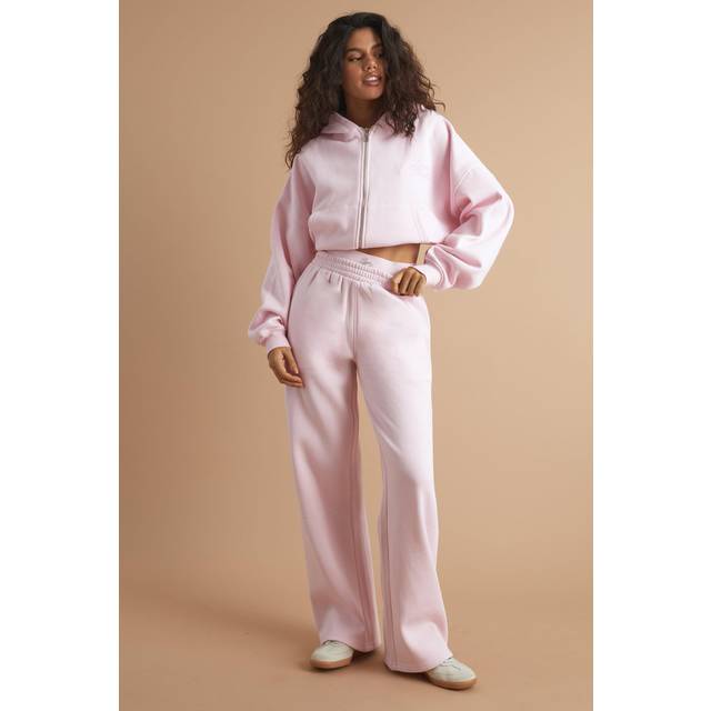 Womens DSGN Studio Contrast Script Double Waistband Straight Leg Jogger - Pink - L