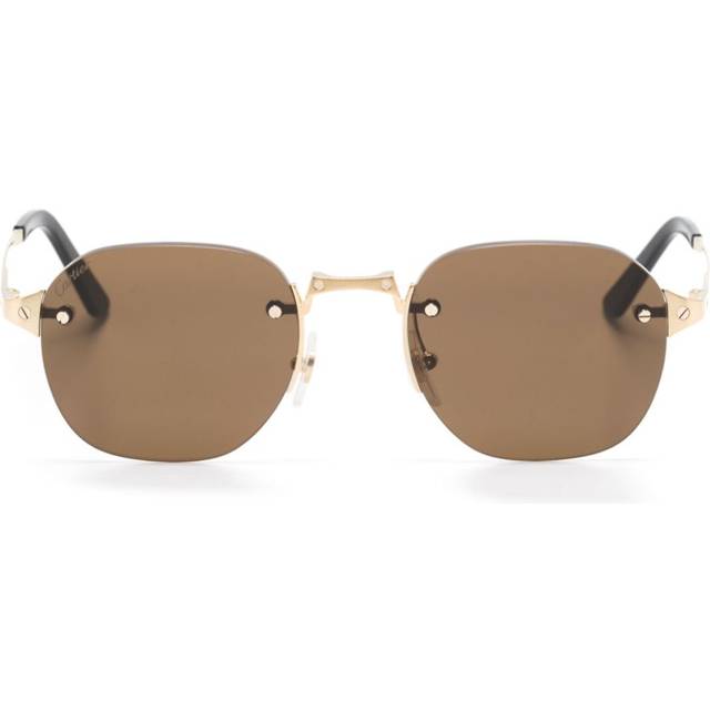 Cartier Eyewear - Santos round-frame sunglasses - unisex - Metal - 51 - Gold